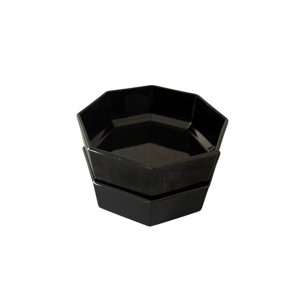 Arcoroc Octime Opaque Black Glass Octagon Bowls Made In France Set Of 2 Vintage